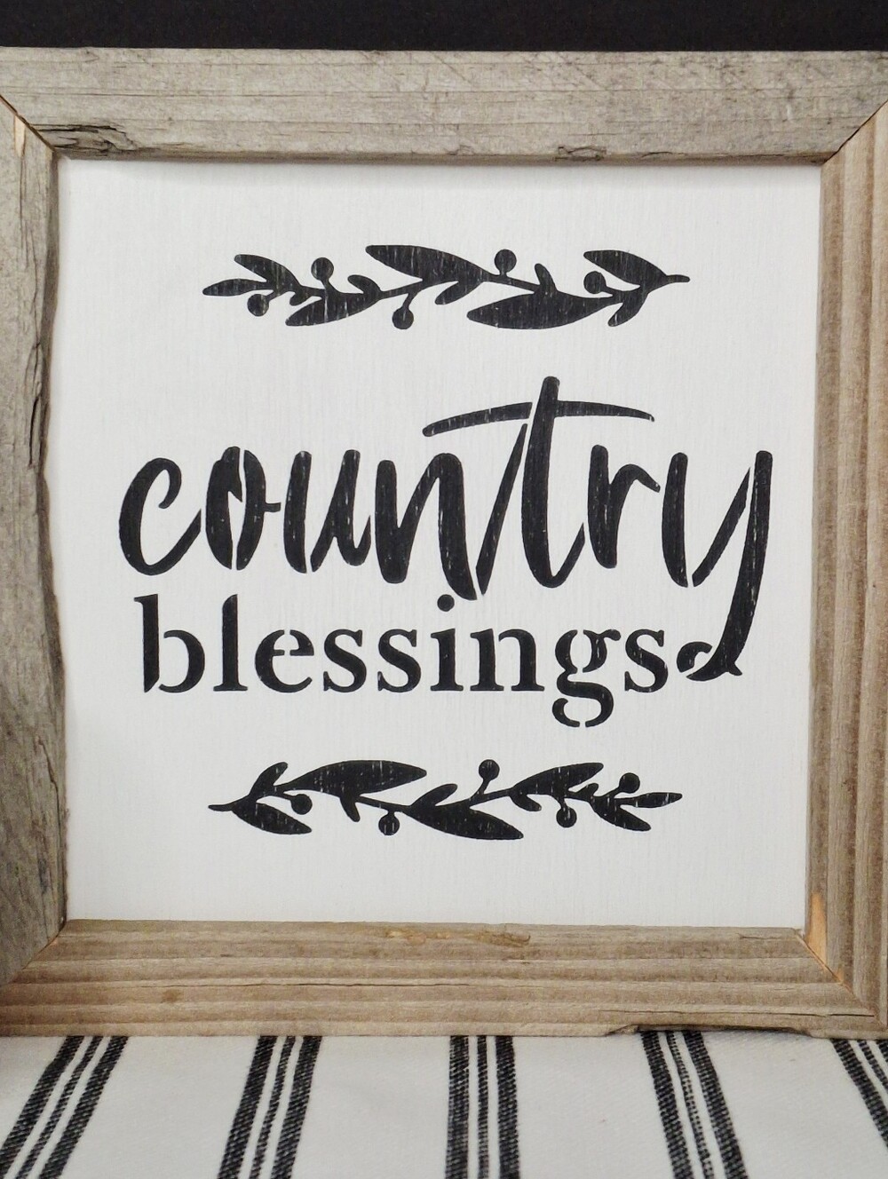 Rustic Country Blessings Wood Sign Painted Farmhouse Shelf Leaner Wall Hanging